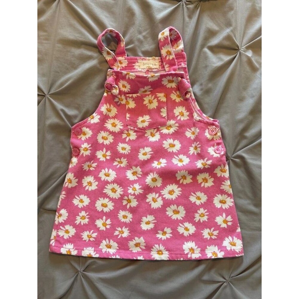 Pink Floral Overall Dress 4T